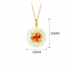 Hetian Jade Lotus & Carp Necklace - Lotus & Koi for Prosperity