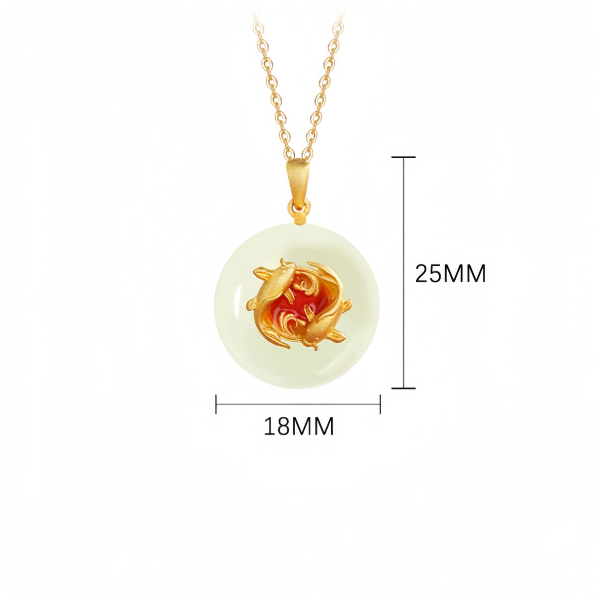 Hetian Jade Lotus & Carp Necklace - Lotus & Koi for Prosperity