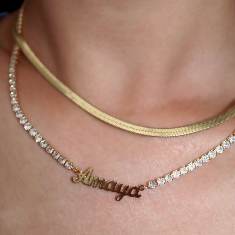 Dainty Personalized Letter Tennis Chain Necklace Custom Jewelry