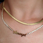 Dainty Personalized Letter Tennis Chain Necklace Custom Jewelry