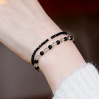 Cool Dark‑Tone Stacking Beaded Bracelets - Protection & Purification
