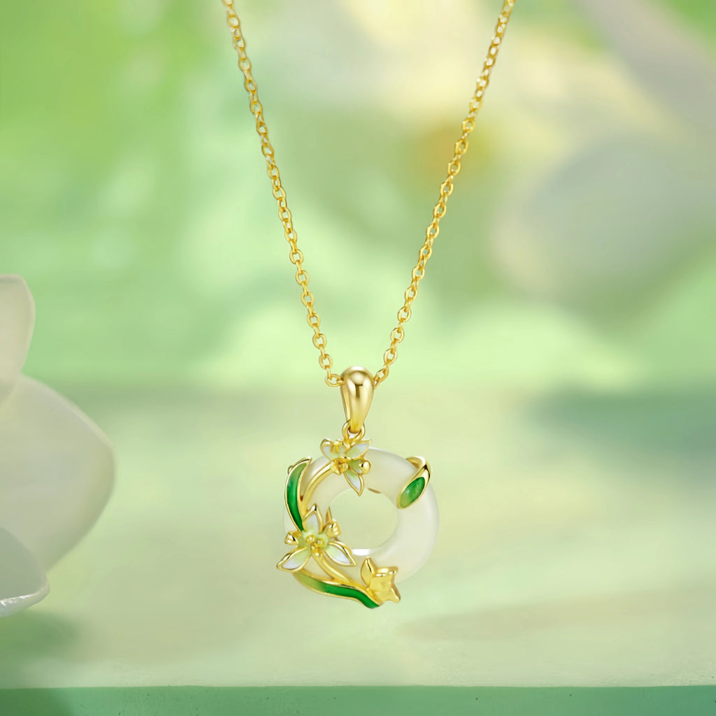 Nephrite Orchid Necklace - Symbol of Elegance and Gentle Virtue