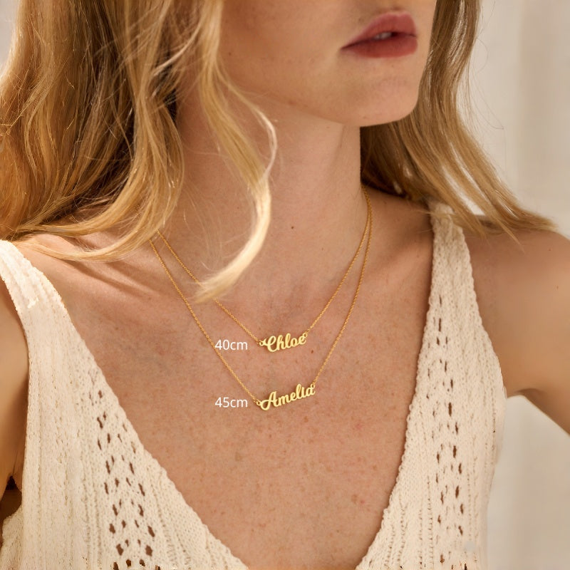 Collier personnalisé en argent pur S925 avec pendentif lettre - Collier prénom anglais
