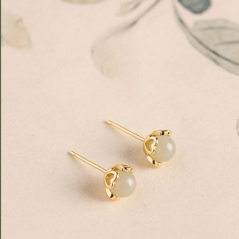 Boucles d'oreilles en jade Hetian naturel Thalyn