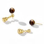 Boucles d'oreilles clous Gourde Dorée Oeil de Tigre — Bijoux Porte-Bonheur