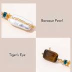 Boucles d'oreilles perles baroques et œil de tigre naturel — Style unique, luxe léger et qualité supérieure