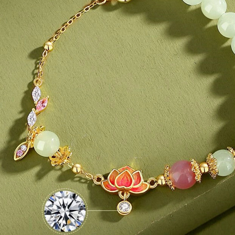 Bracelet en jade naturel de Hetian "Lueur intérieure" Lotus