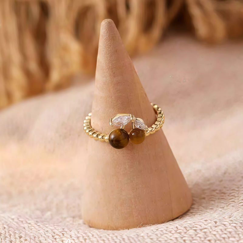 Tiger Eye Cherry Wealth Open Ring