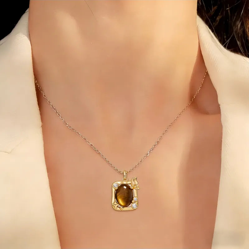 Royal Tigress Natural Tiger Eye Stone Necklace