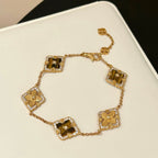 Bravery Clover Natural Tiger Eye Stone Necklace Jewelry Set - Goddess of Luck