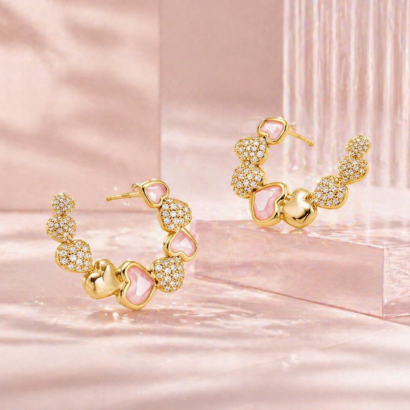 Pink Serenity Natural Crystal Earrings