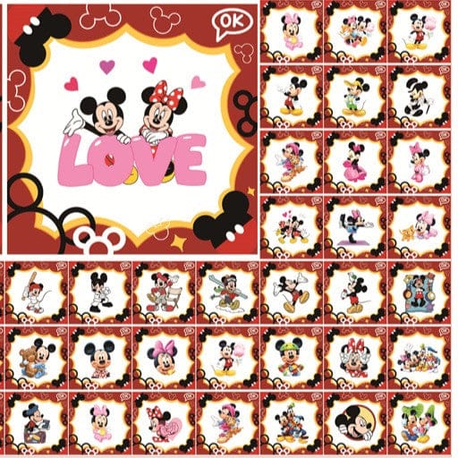 Mickey and Minnie Square 4cm Acrylic Charms for DIY match game-open in live