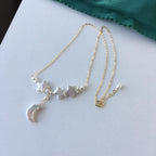Collier Lune & Étoile en Perles Baroques d'Eau Douce Naturelles - Vise Grand, Reste Doux