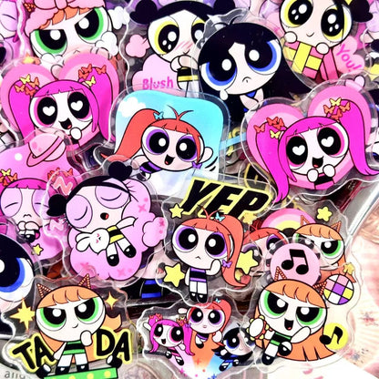 Power Puff Girls 4cm Acrylic Charms for DIY match game-open in live
