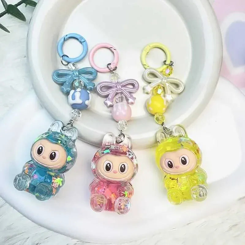 Bow Labubu Liquid Keychain