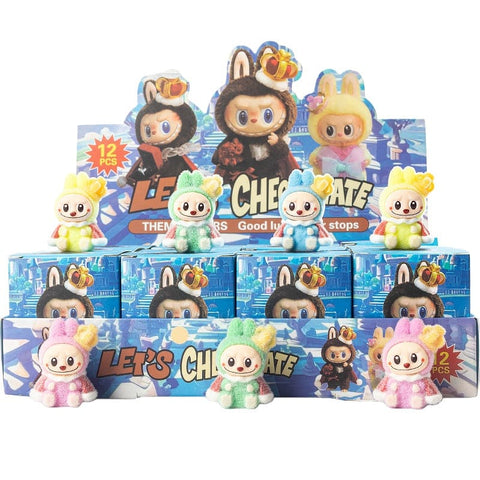 12pcs/Full Box Mini Furry Labubu Blind Box