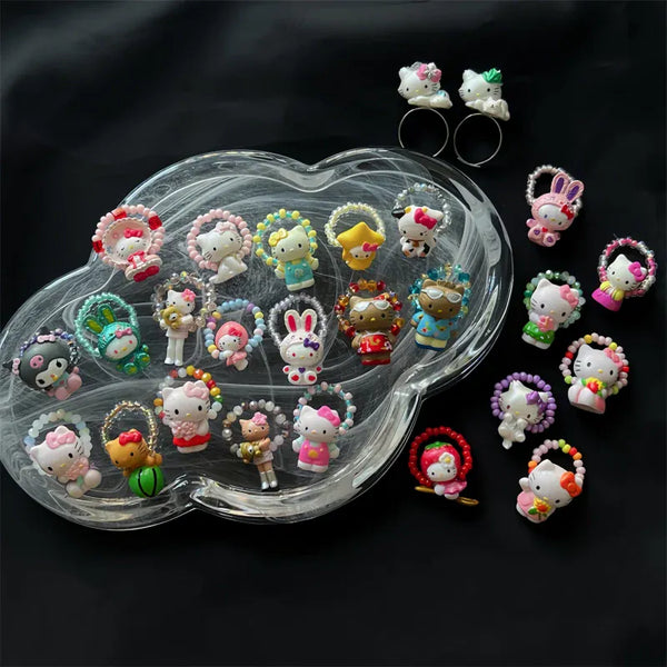 Kitty Hand-made Beads Ring