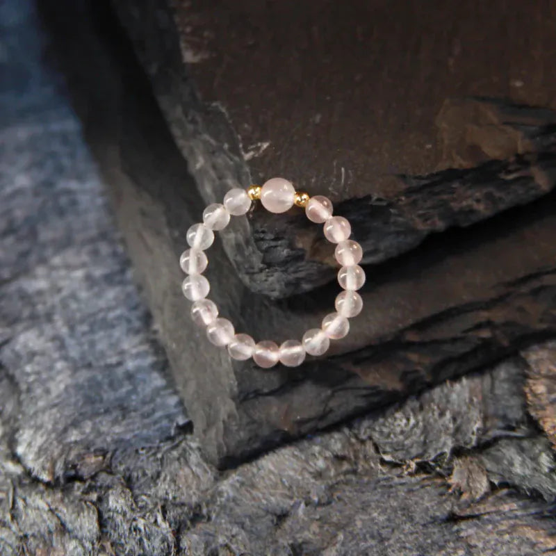 Natutal Rose Quartz Ring Love and Peace
