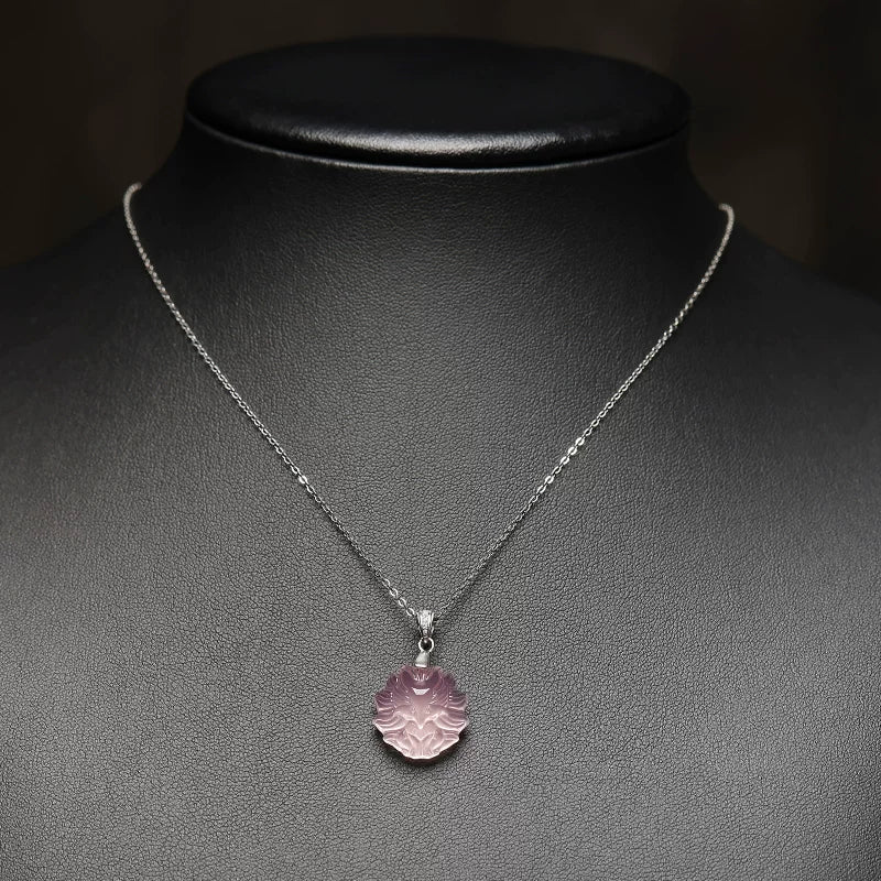 Rose Quartz Nine-Tailed Fox Necklace– Attract Love, Boost Charm, Open Heart
