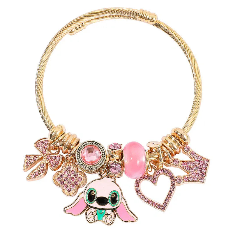 Stitch/Angel Pandora Bracelet-Golden