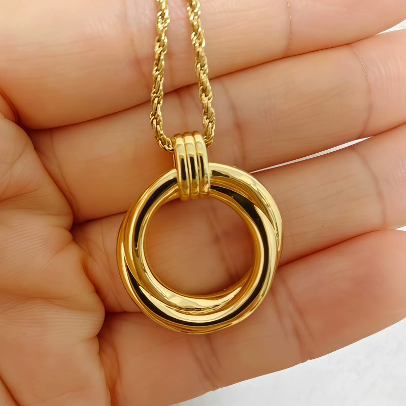 Vintage Double Circle Light Luxury Necklace, Elegant Daily Wear Jewelry