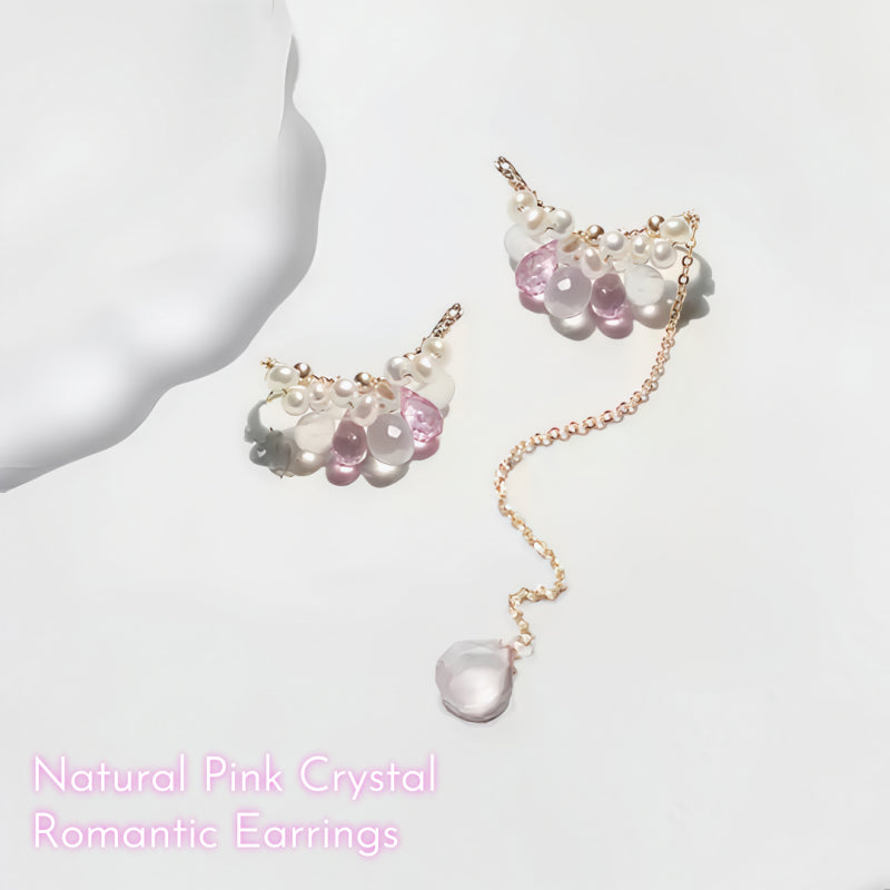 Rose Quartz Fairy-Tale Princess Asymmetrical Earrings – Romance & Confidence