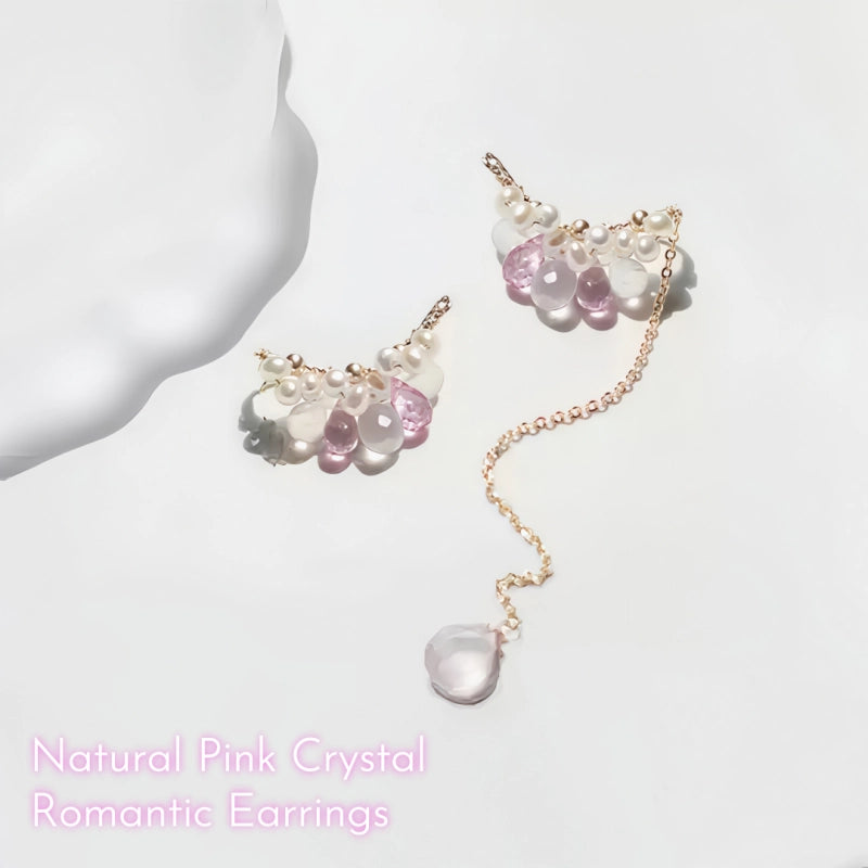 Rose Quartz Fairy-Tale Princess Asymmetrical Earrings – Romance & Confidence