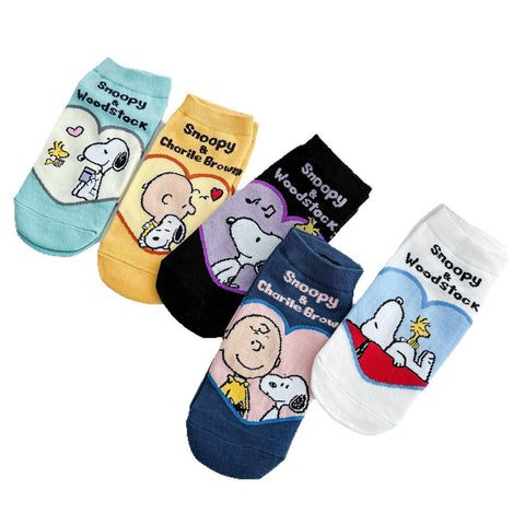 5 pairs Cartoon Short Socks Stitch Labubu