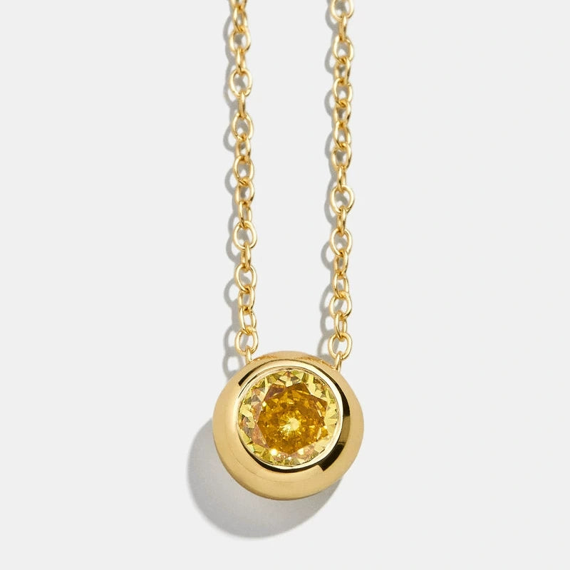 Dainty Birthstone Necklace | 925 Sterling Silver Colorful Crystal Pendant | Minimalist Clavicle Chain
