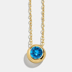 Dainty Birthstone Necklace | 925 Sterling Silver Colorful Crystal Pendant | Minimalist Clavicle Chain