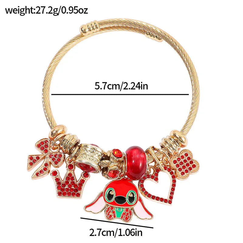 Stitch/Angel Pandora Bracelet-Golden