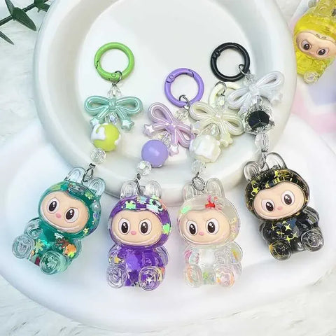 Bow Labubu Liquid Keychain