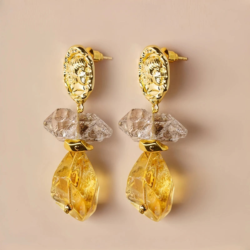 Natural Citrine Drop Earrings
