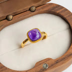 Bague ajustable en améthyste porte-bonheur