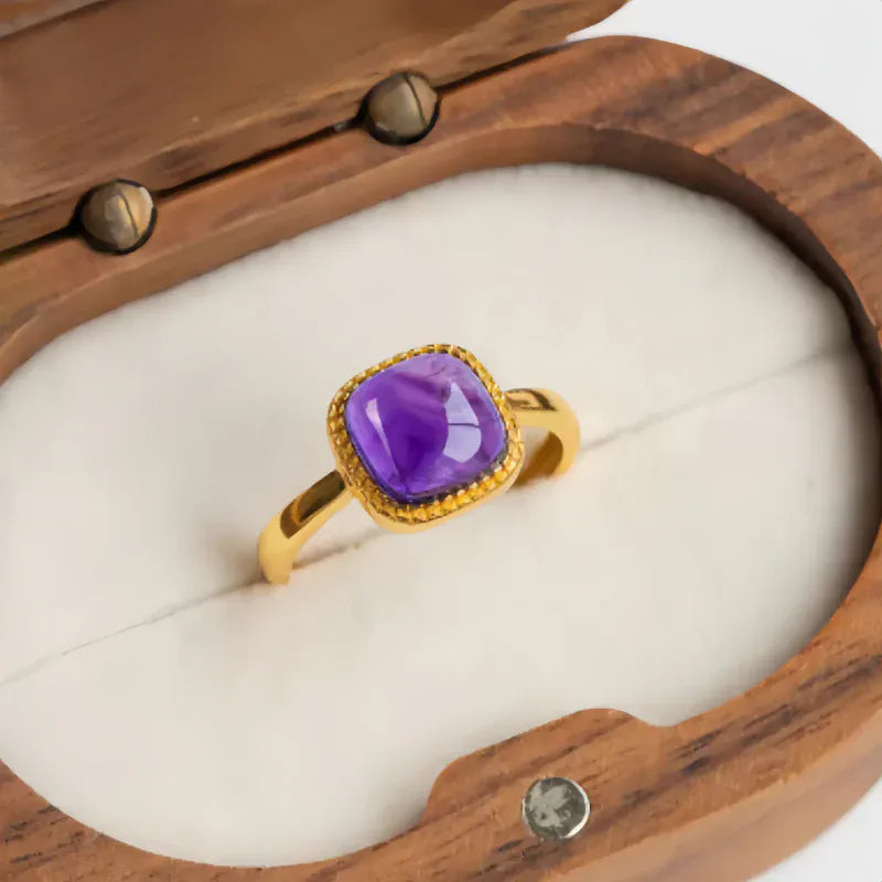 Adjustable Nature Amethyst Luck Ring