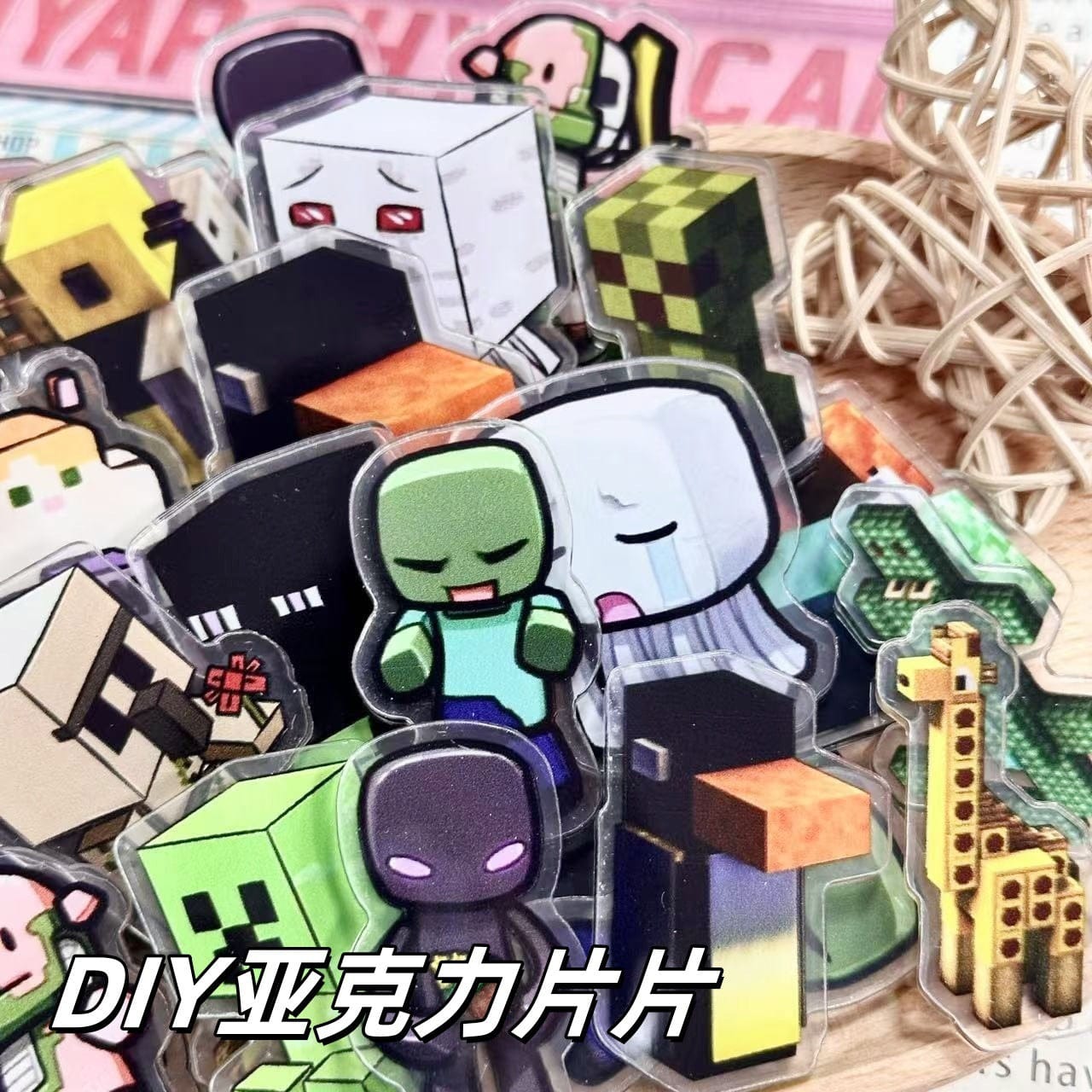 Minecraft 4cm Acrylic Charms for DIY match game-open in live