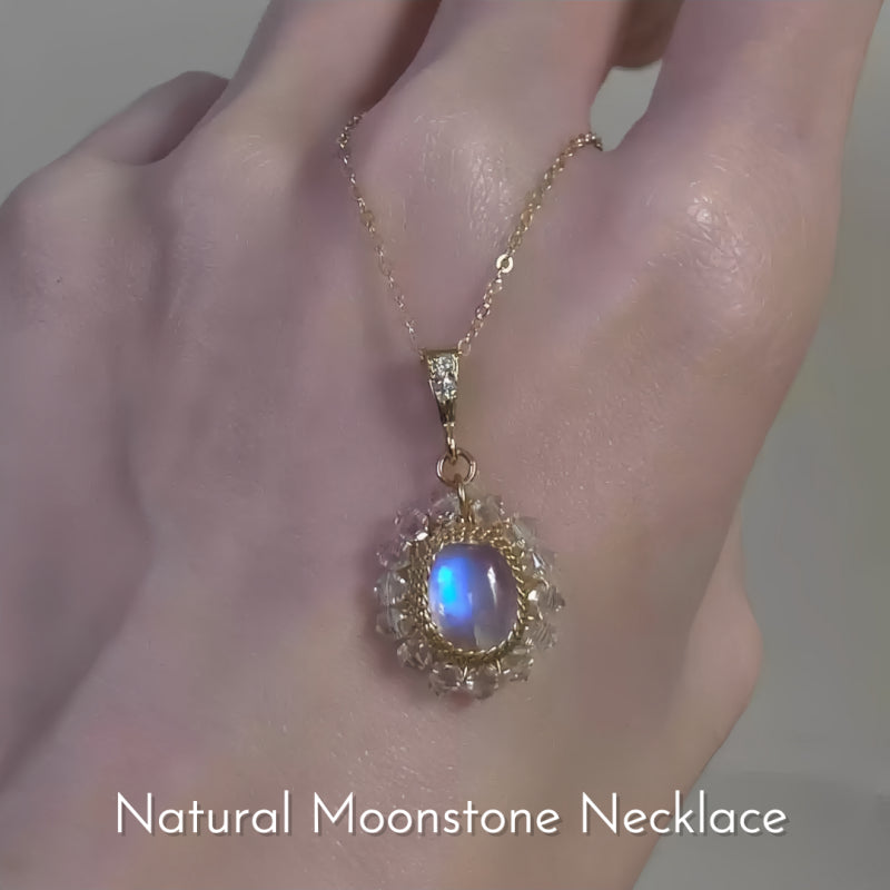 Collier Pierre de Lune Galaxie Doux Rêve Tombant – Intuition Douce, Protection Féminine
