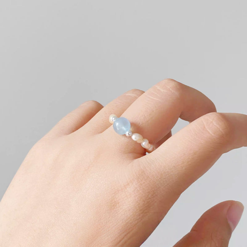 Aquamarine & Pearl Ring - Spiritual Benefits & Positive Energy
