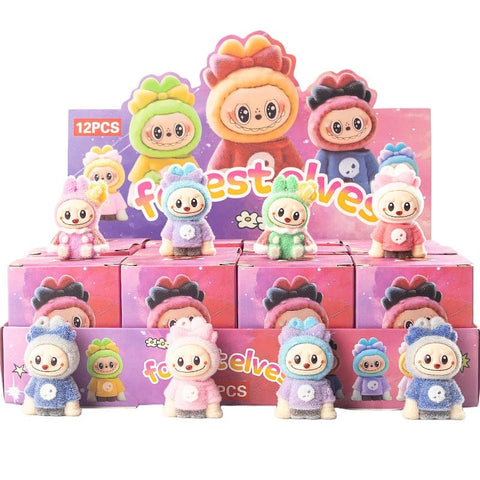 12pcs/Full Box Mini Furry Labubu Blind Box