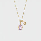 Collier pendentif rectangulaire améthyste - Esprit calme et sommeil paisible