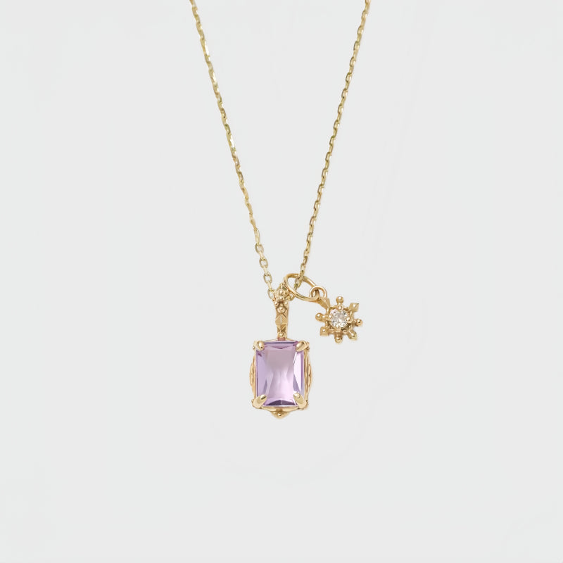 Amethyst Rectangle Pendant Necklace - Calm Mind & Peaceful Sleep