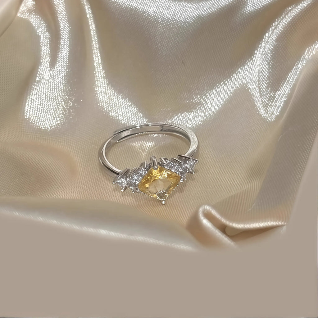 Natural Yellow Citrine Ring Bring Good Fortune&Riches