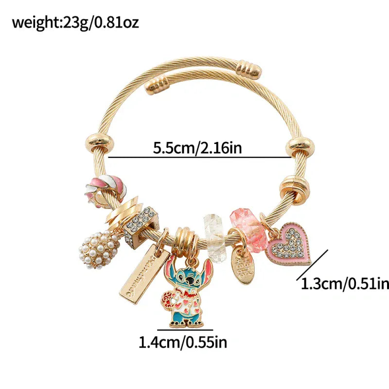Stitch/Angel Pandora Bracelet-Golden