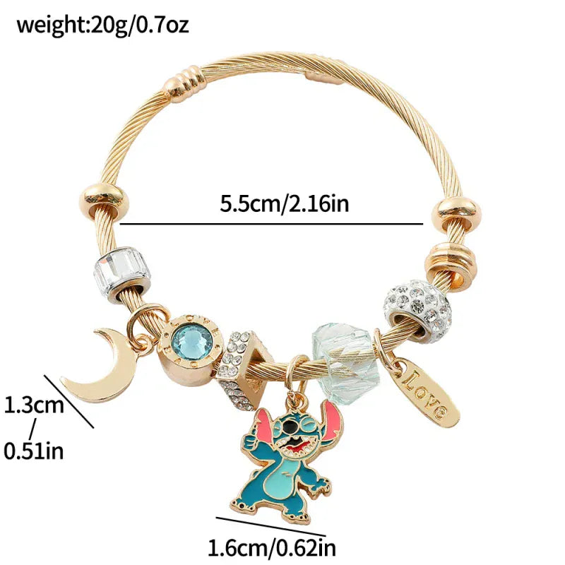 Stitch/Angel Pandora Bracelet-Golden