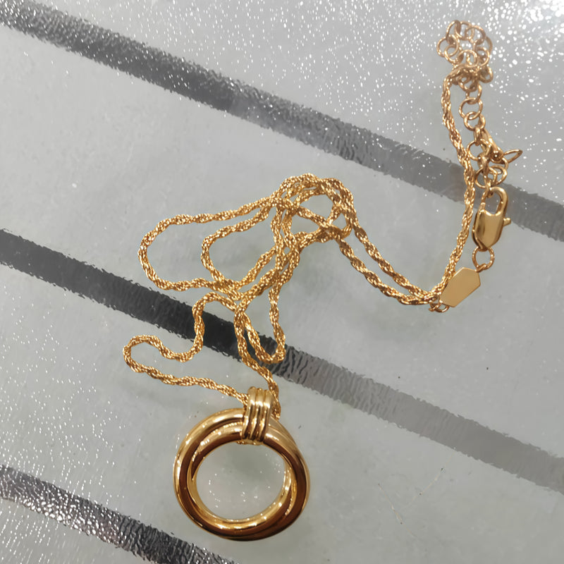 Vintage Double Circle Light Luxury Necklace, Elegant Daily Wear Jewelry