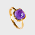 Bague ajustable en améthyste porte-bonheur
