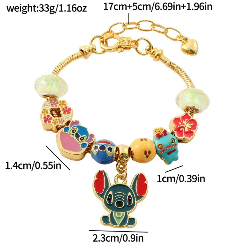 Stitch/Angel Pandora Bracelet-Golden