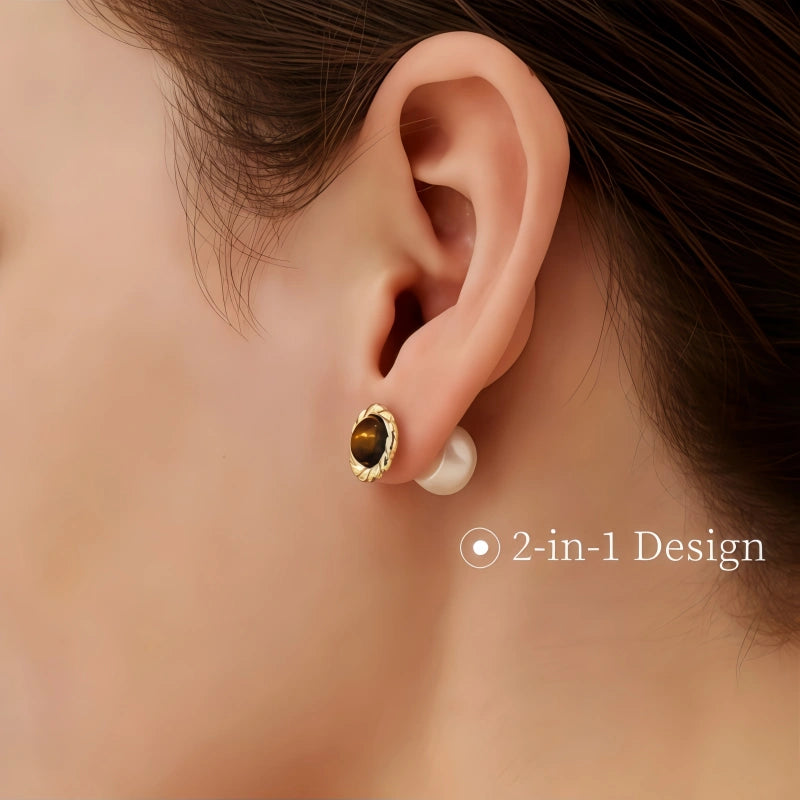 Steadfast Aura Natural Tiger Eye Earrings