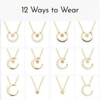 Detachable Star & Moon Necklace Earring Set - Steady Fortune and Smooth Life
