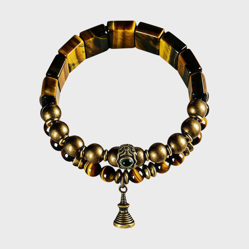Stupa Zircon Natural Tiger Eye Bracelet